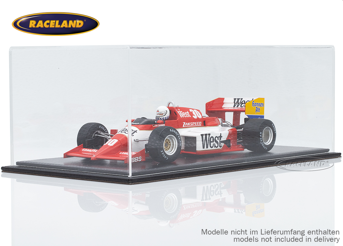 Model display 1/18th scale with black leather base and plexi cover