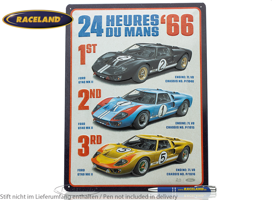 win sign 24H Le Mans Ford GT40 winners 1966 30 x 40cm