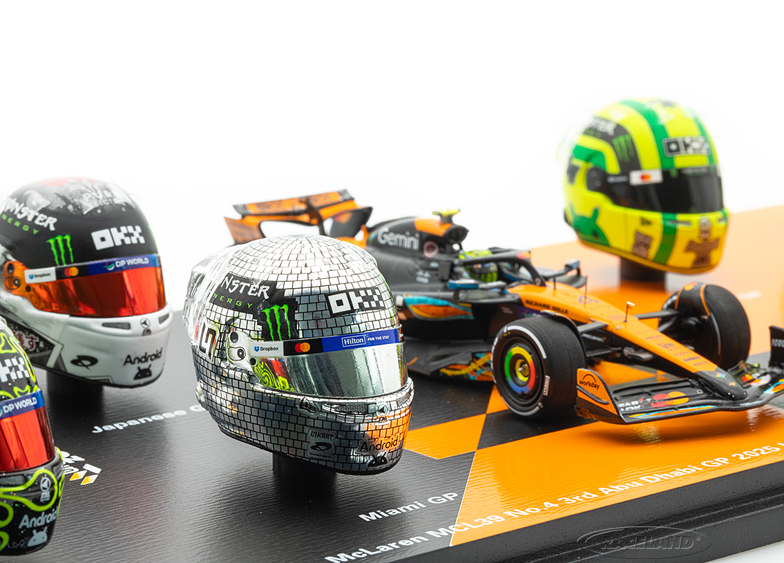 McLaren MCL39 Mercedes F1 gift set with 8 helmets