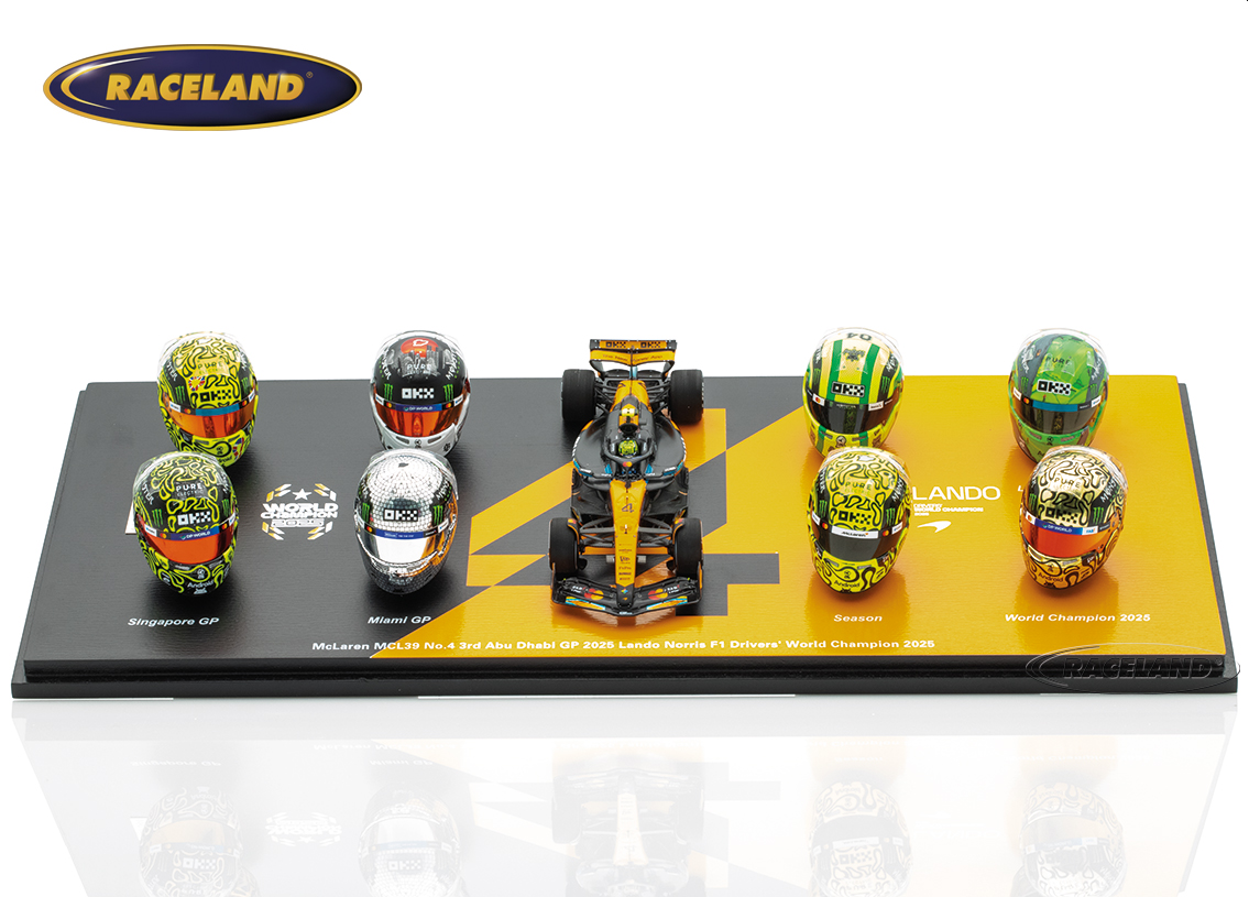 McLaren MCL39 Mercedes F1 gift set with 8 helmets
