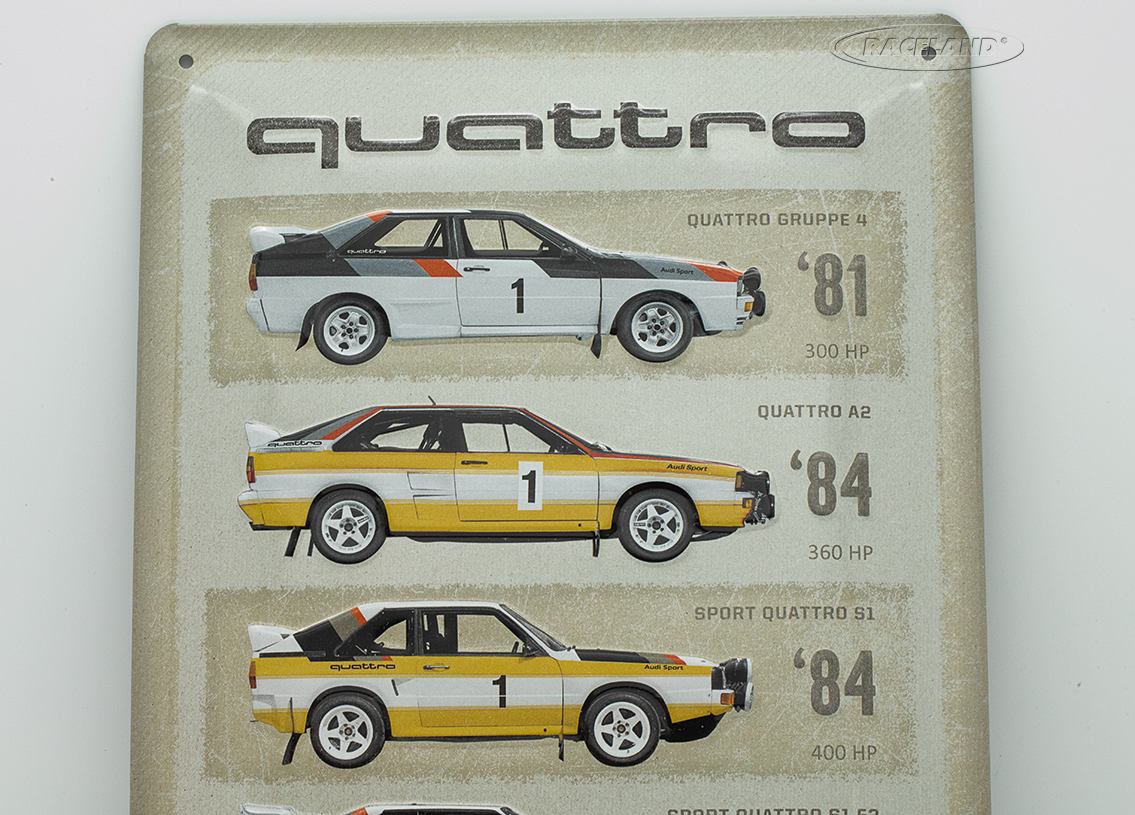 tin sign Audi Sport Quattro Evolution 20 x 30cm