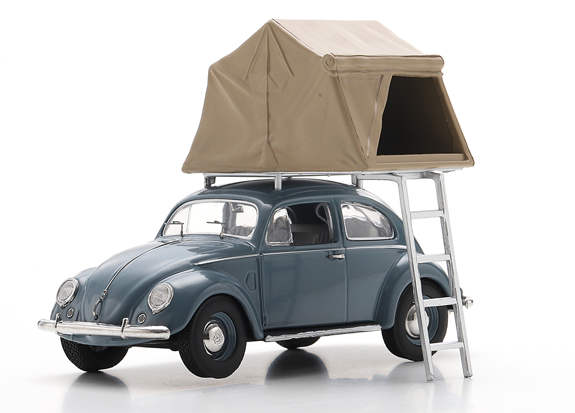 Volkswagen Beetle with roof tent 1951 - blue