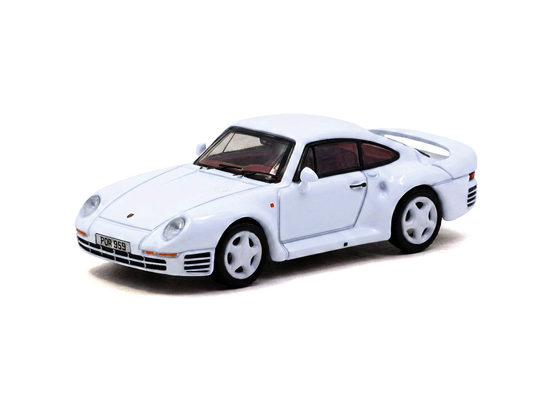 Porsche 959 1989 - white + Trading Card Combo Set