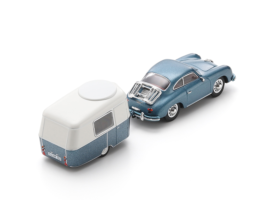 Porsche 356 Coupe with Eriba Puck trailer 1955 - blue metallic