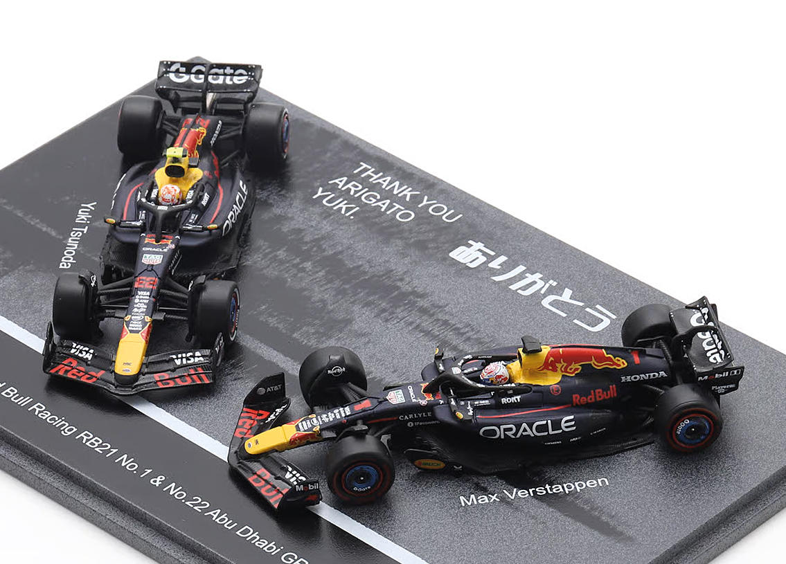 2 car set Red Bull RB21 Honda RBPT F1 Thank You, Yuki - Abu Dhabi GP 2025