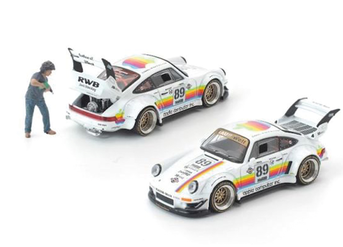Porsche RWB 930 Apple with Akira Nakai figurine - white