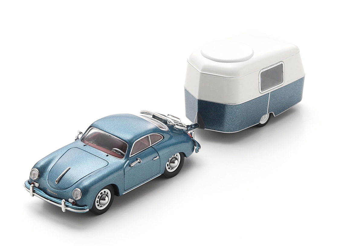 Porsche 356 Coupe with Eriba Puck trailer 1955 - blue metallic