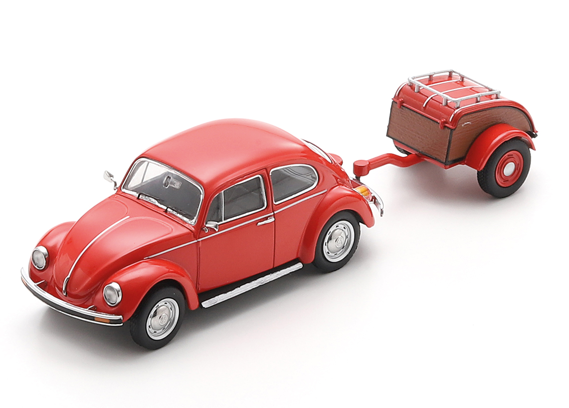 Volkswagen Beetle with Westfalia trailer 1979 - red