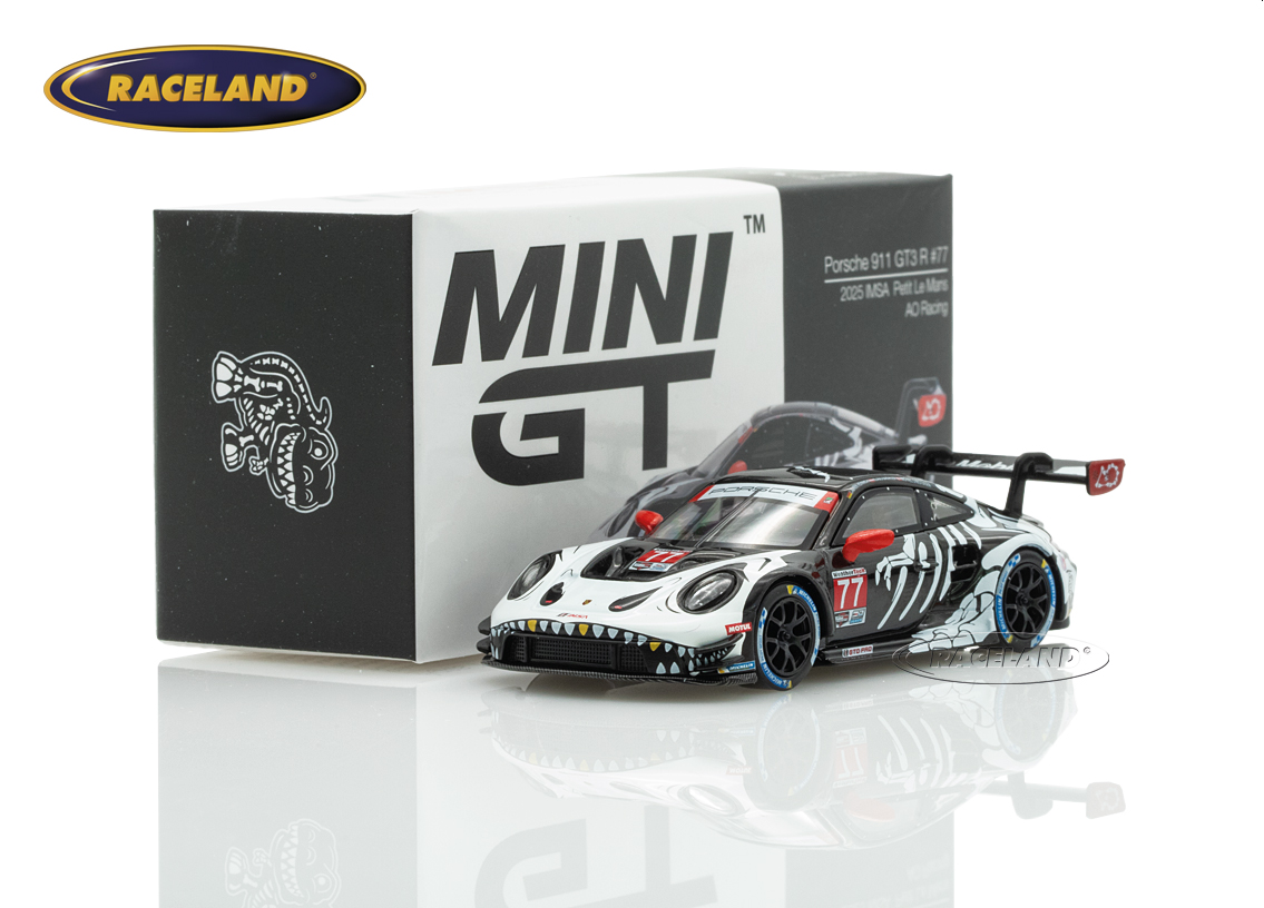 Porsche 911 GT3 R AO Racing Skeleton Rexy Petit Le Mans IMSA 2025