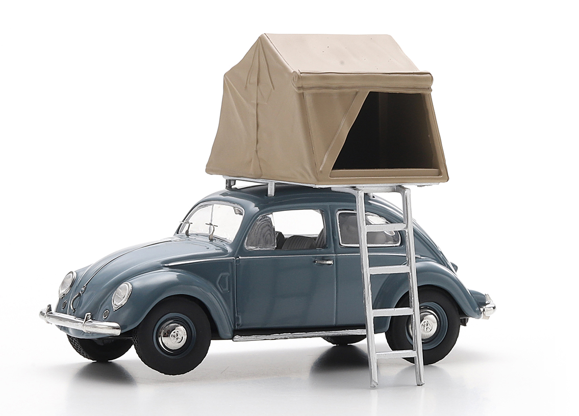 Volkswagen Beetle with roof tent 1951 - blue
